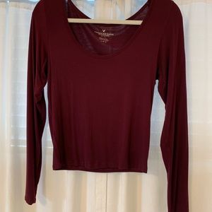 American Eagle Cropped Burgundy Top